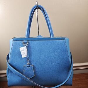 Fendi Elite Shopper 2Jours Teal Bag